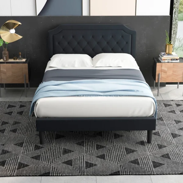 Onua Upholstered Platform Bed With Tufted Headboard and Wooden Frame - Image 8