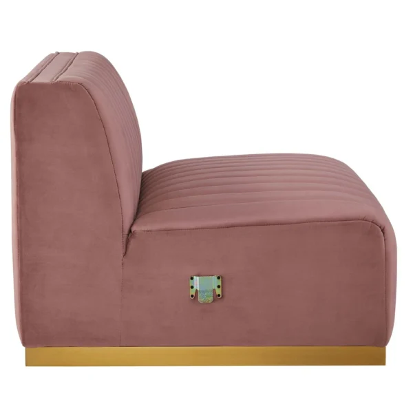 Conjure Channel Tufted Performance Velvet 4-Piece Sectional - Gold Dusty Rose - Image 9