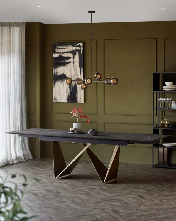 Calenzano Dark Grey Ceramic Extending 8 to 10 Seater Dining Table