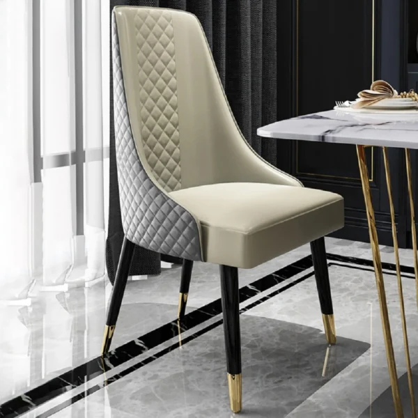 Diamic Modern Gray 6-Piece Dining Chairs Upholstered Faux Leather High Back - Image 3