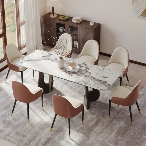 Rectangle Extendable Dining Table Sintered Stone Top for 6-8 People