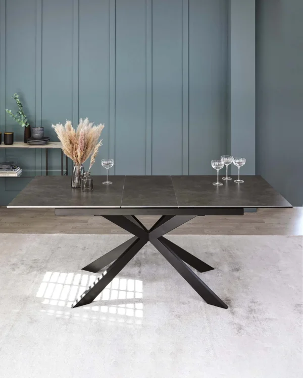 Hayden Dark Grey Ceramic Extending 6 To 8 Seater Dining Table. - Image 2