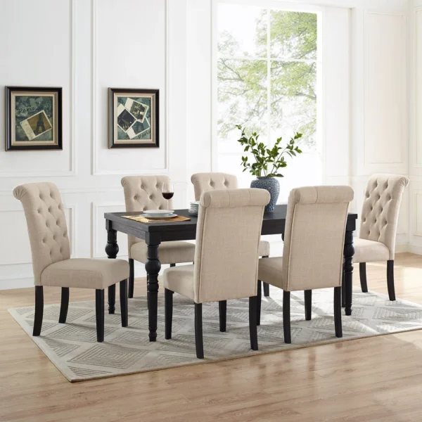 Roundhill Furniture Leviton. Dark-wash Wood Dining Set Turned Legs