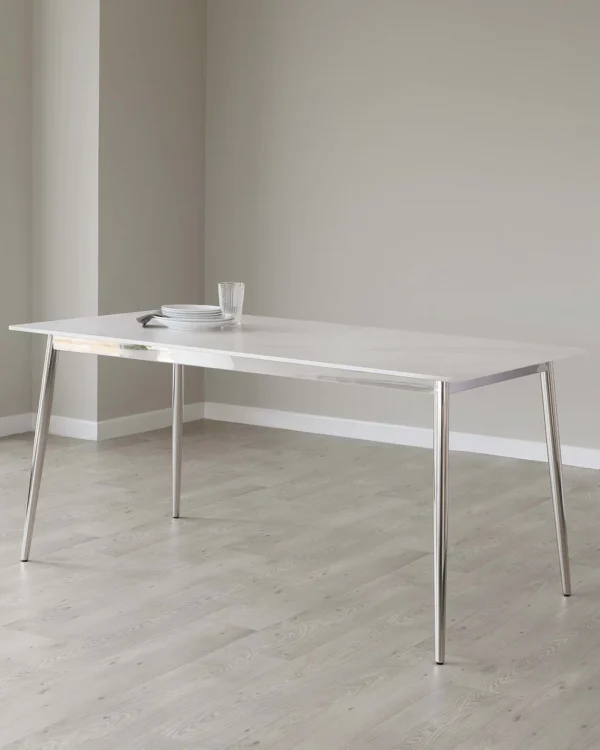 Oslo White Marbled Ceramic 6 Seater Dining Table - Image 2