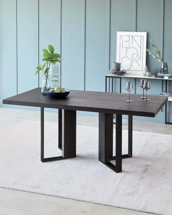 Jonah Dark Oak With Black Powder Coated Frame 6 Seater Dining Table - Image 2