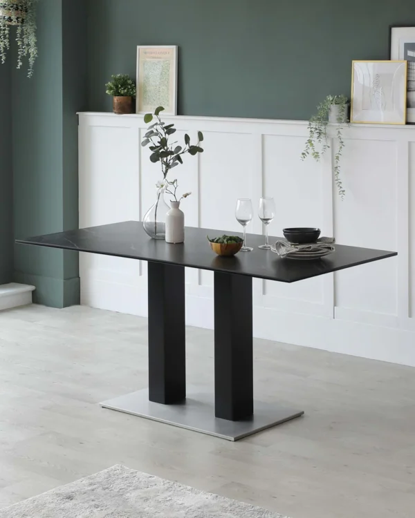 Mia Black Ceramic 6 Seater Dining Table - Image 2