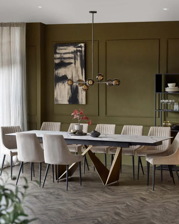 Calenzano Natural Ceramic Extending 8 to 10 Seater Dining Table