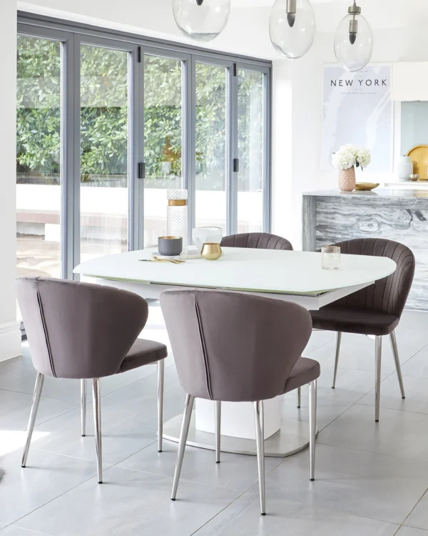 Camillo White Frosted Glass Extending 6 to 8 Seater Dining Table - Image 11