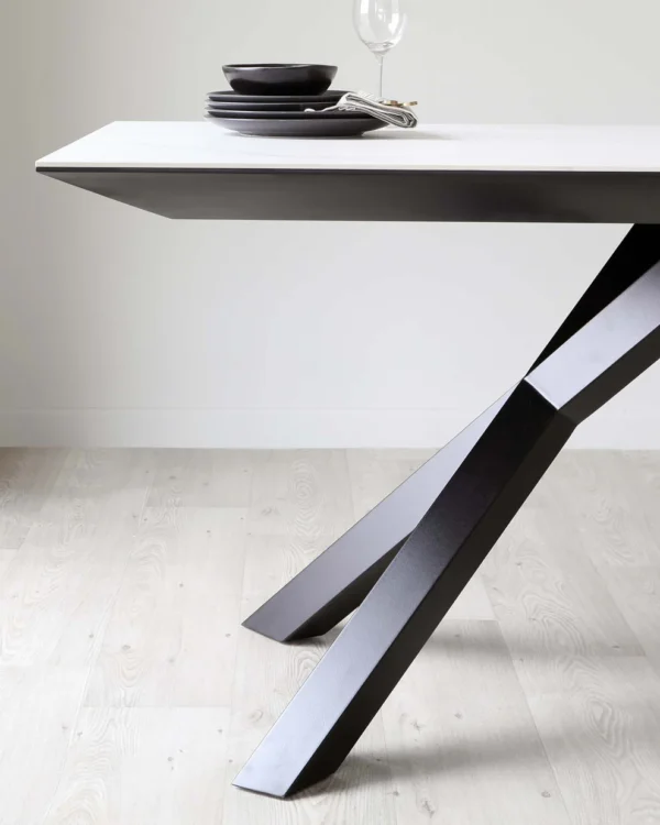Atlanta White Marbled Ceramic 8 Seater Dining Table - Image 10