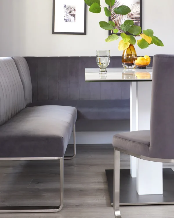 Mia White Marbled Ceramic 6 Seater Dining Table. - Image 11