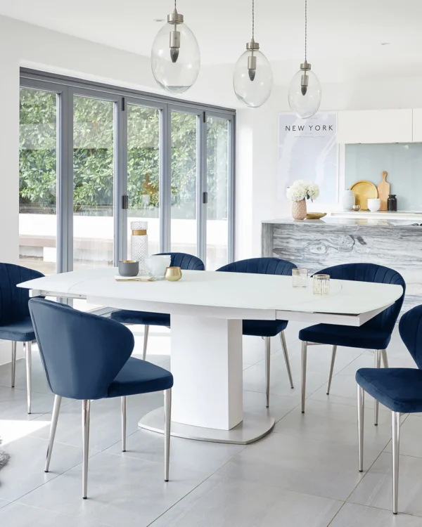 Camillo White Frosted Glass Extending 6 to 8 Seater Dining Table - Image 2