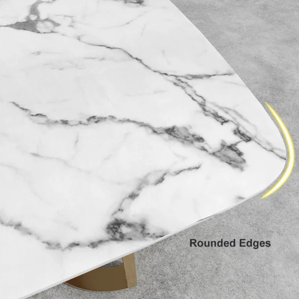 Faux Marble Dining Room Table for 4-6 Person White Rectangular Top in Gold - Image 11