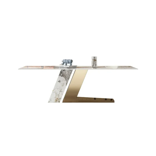 Modern Rectangle Sintered Stone Dining Table with 8 Chairs in Gold - Image 13