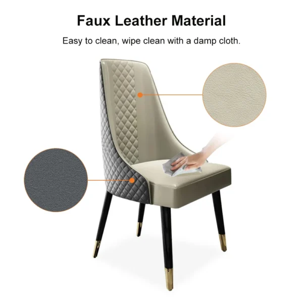 Diamic Modern Gray 6-Piece Dining Chairs Upholstered Faux Leather High Back - Image 2