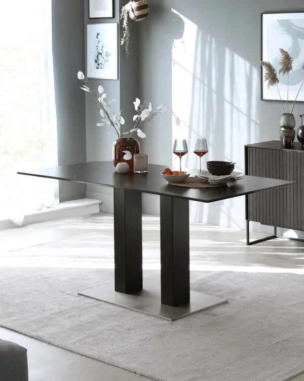 Mia Black Ceramic 6 Seater Dining Table - Image 16
