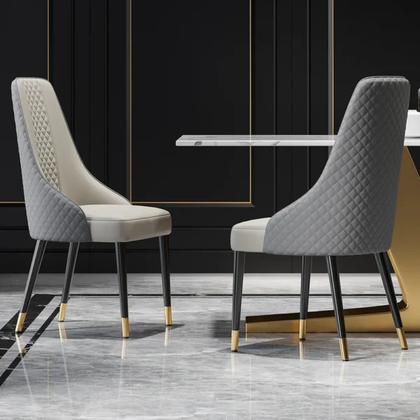 Diamic Modern Gray 6-Piece Dining Chairs Upholstered Faux Leather High Back - Image 4