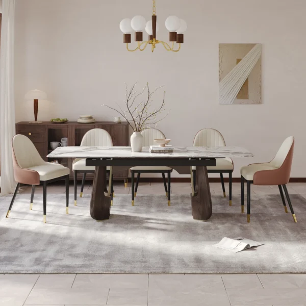 Rectangle Extendable Dining Table Sintered Stone Top for 6-8 People - Image 2