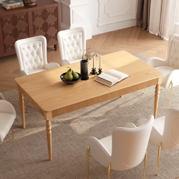 Extendable Wood Dining Table Mid Century Modern - Image 2