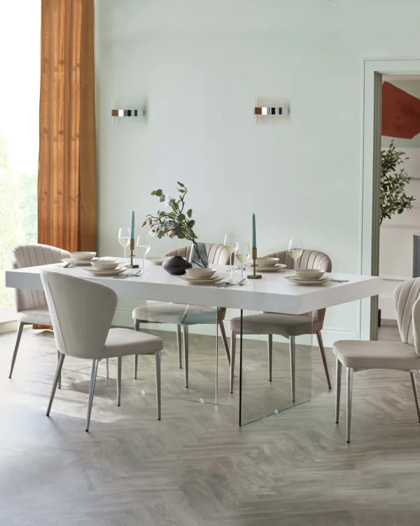 Aria White Oak And Glass 8 Seater Dining Table - Image 2