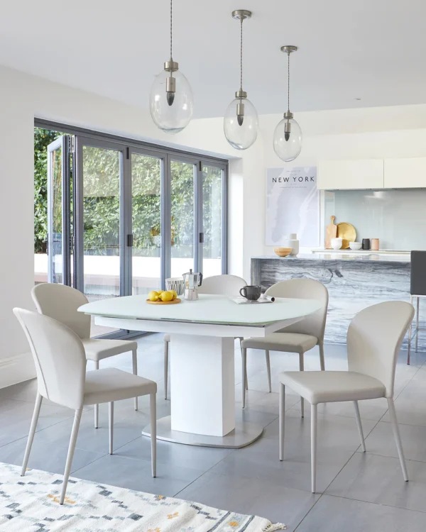 Camillo White Frosted Glass Extending 6 to 8 Seater Dining Table - Image 3