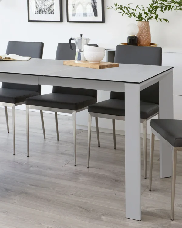Louis Light Grey Ceramic Extending 6 To 8 Seater Dining Table - Image 3