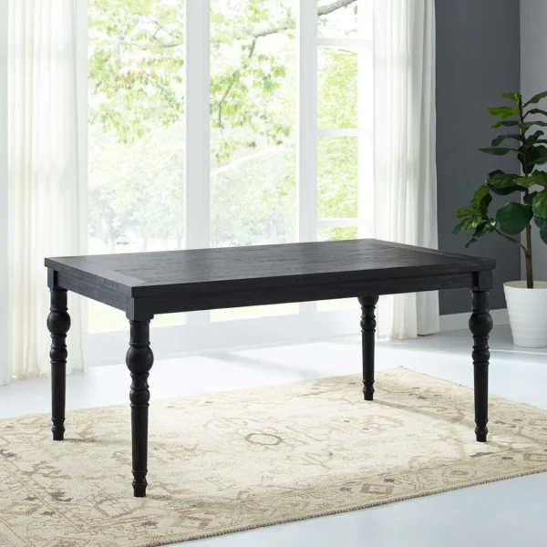 Roundhill Furniture Leviton. Dark-wash Wood Dining Set Turned Legs - Image 2