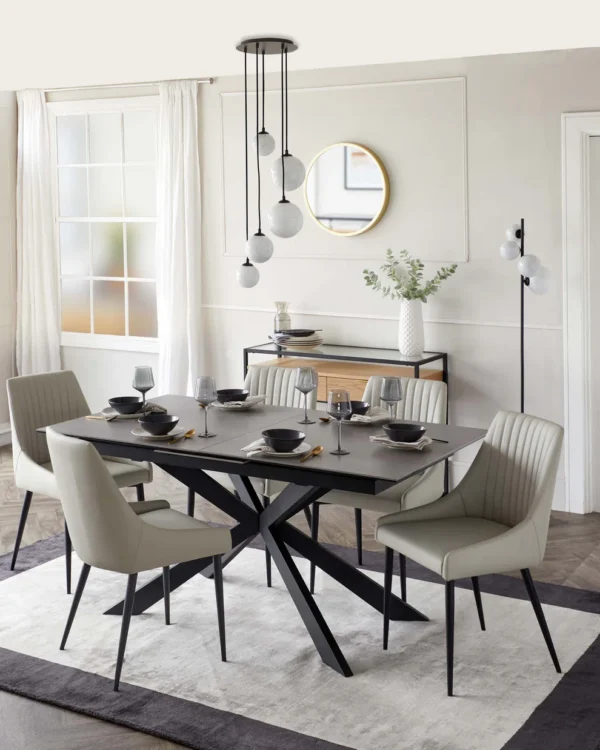 Hayden Light Grey Ceramic Extending 6 to 8 Seater Dining Table