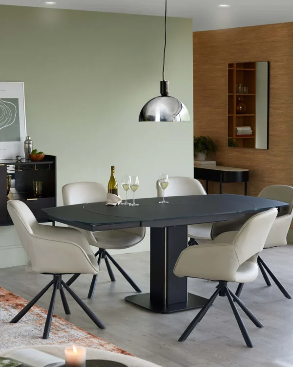Fraser Dark Grey Frosted Glass Extending 4 To 6 Seater Dining Table - Image 2