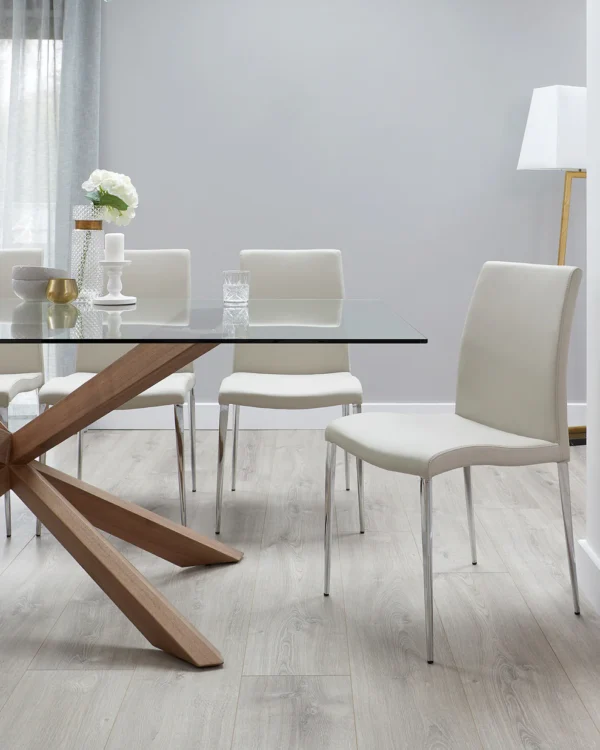 Otter Clear Glass And Walnut 8 Seater Dining Table - Image 2