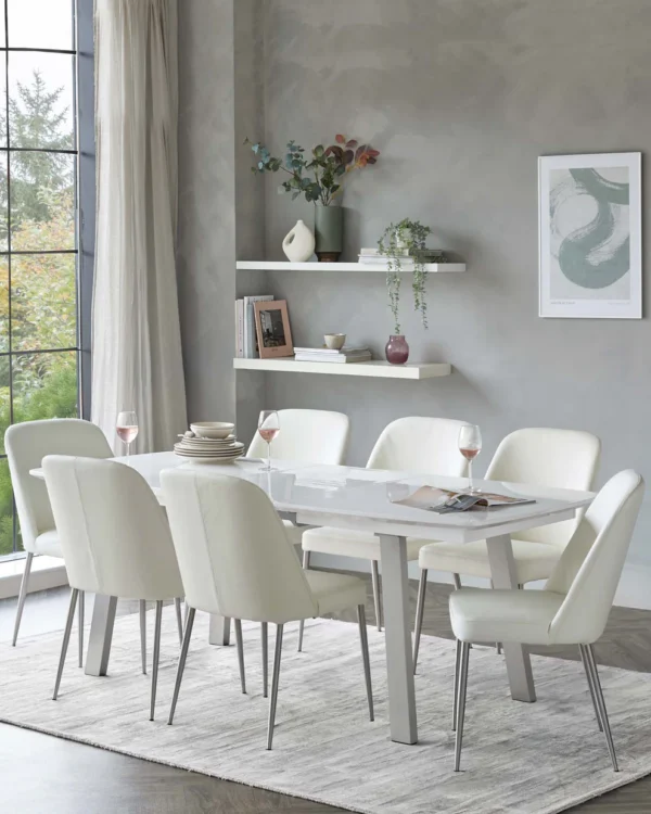 Assi White Gloss Extending 6 to 8 Seater Dining Table - Image 2