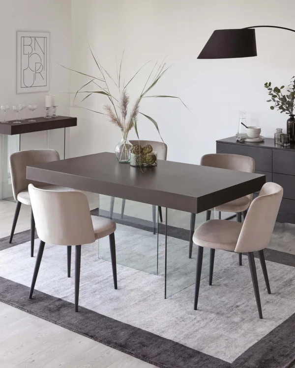 Aria Dark Walnut And Glass 6 Seater Dining Table - Image 3
