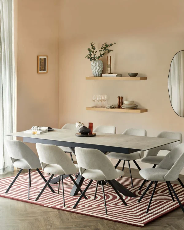 Riley Light Grey Ceramic 8 Seater Dining Table - Image 2