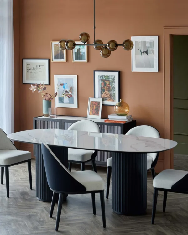 Hanne white ceramic 6 seater dining table - Image 2