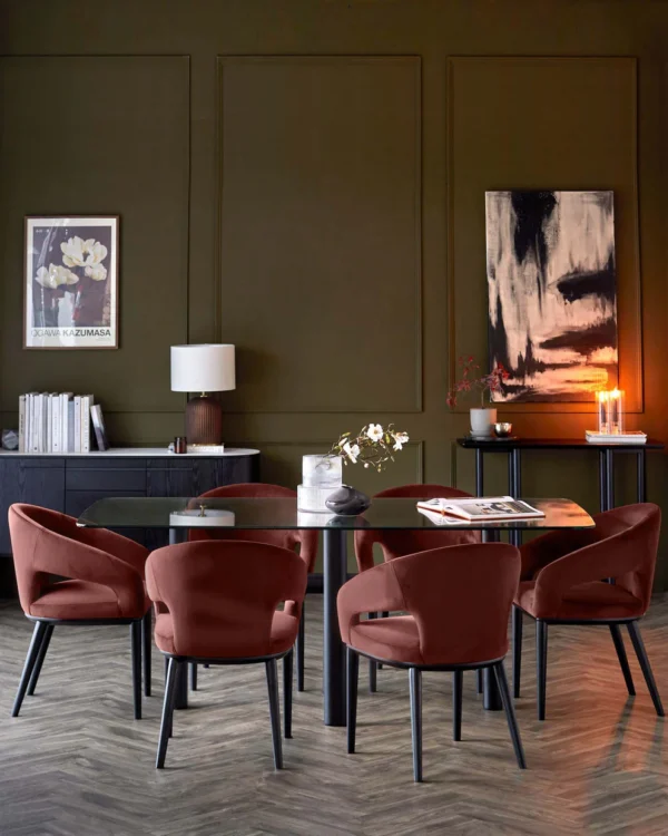 Brixton Glass Black Wood 6 Seater Dining Table - Image 2