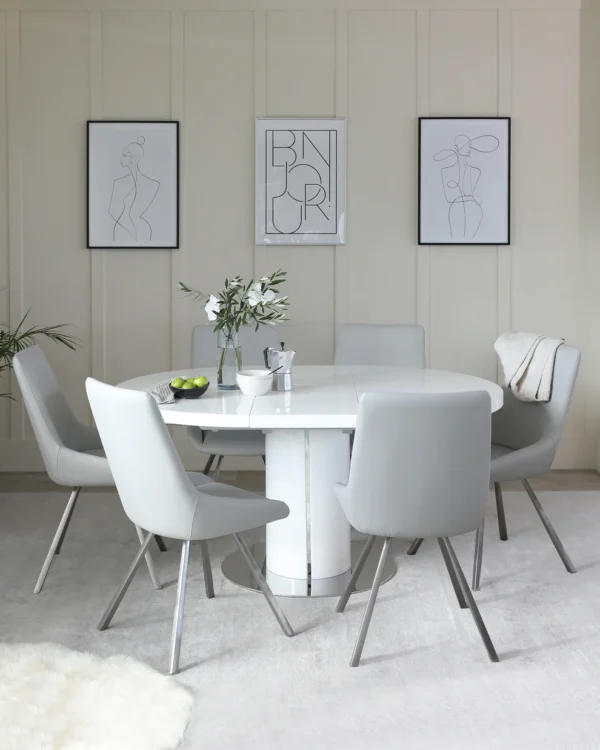 Curva White Gloss Round Extending 4 To 6 Seater Dining Table - Image 2