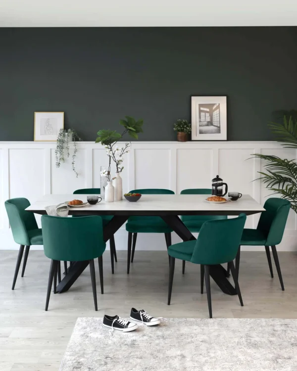 Atlanta White Marbled Ceramic 8 Seater Dining Table - Image 2