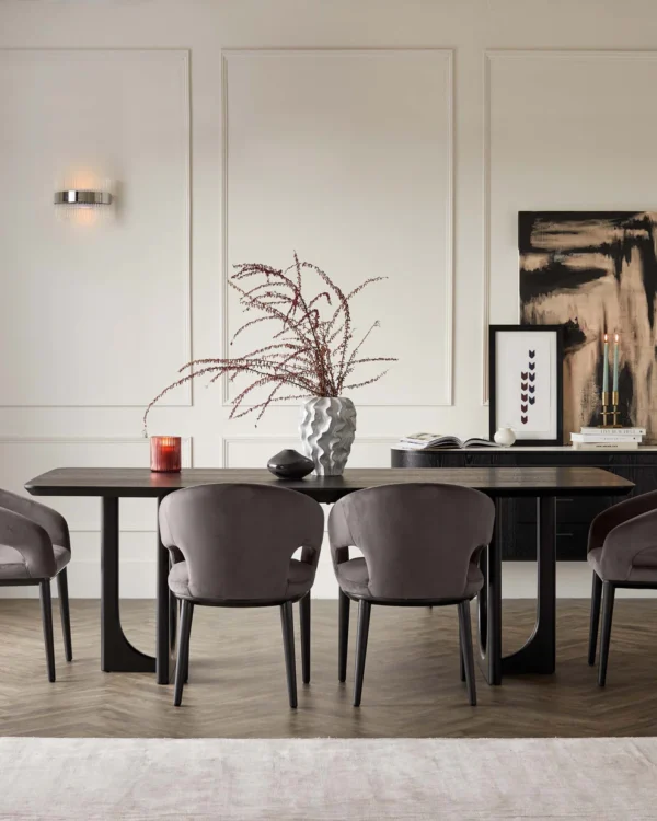 Orlan 8 Seater Fixed Dining Table Black Ash - Image 2