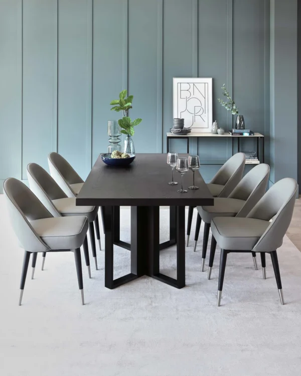 Jonah Dark Oak With Black Powder Coated Frame 6 Seater Dining Table