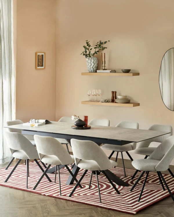 Riley Light Grey Ceramic Extending 8 to 10 Seater Dining Table