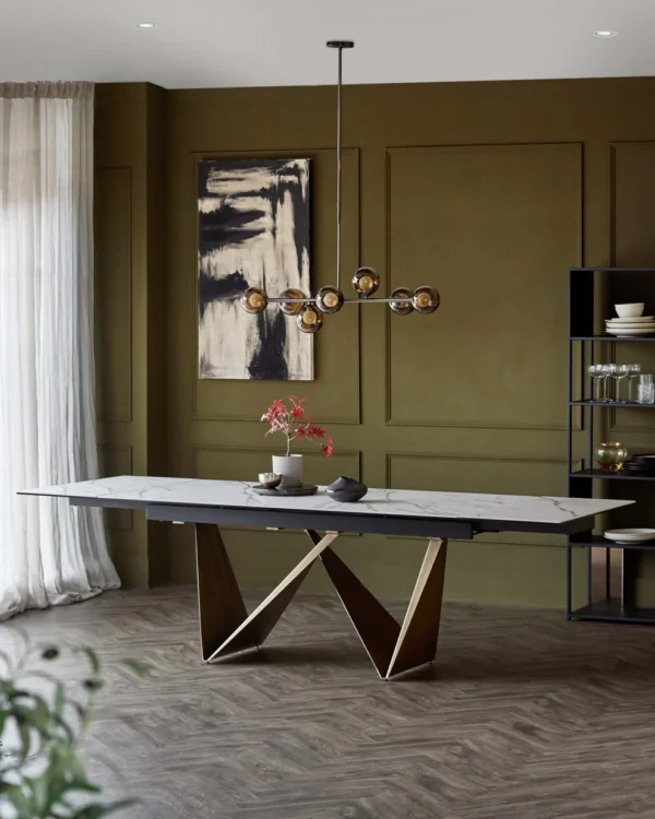 Calenzano Natural Ceramic Extending 8 to 10 Seater Dining Table - Image 3
