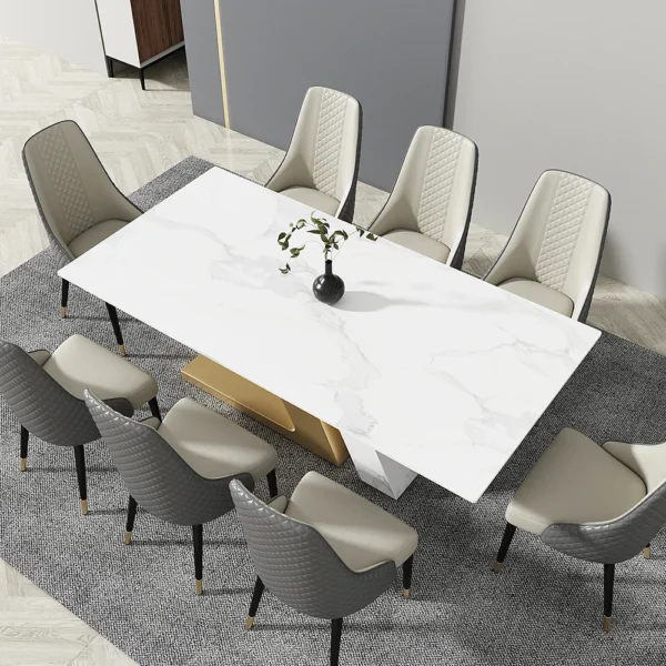 Diamic Modern Gray 6-Piece Dining Chairs Upholstered Faux Leather High Back