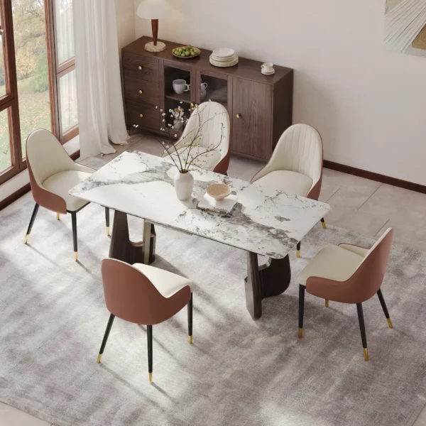 Rectangle Extendable Dining Table Sintered Stone Top for 6-8 People - Image 3