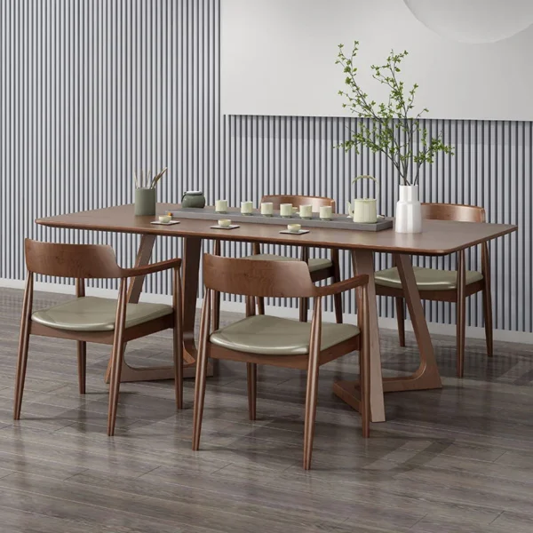 Brown Rubberwood Dining Set, Modern Dinette Set for Home