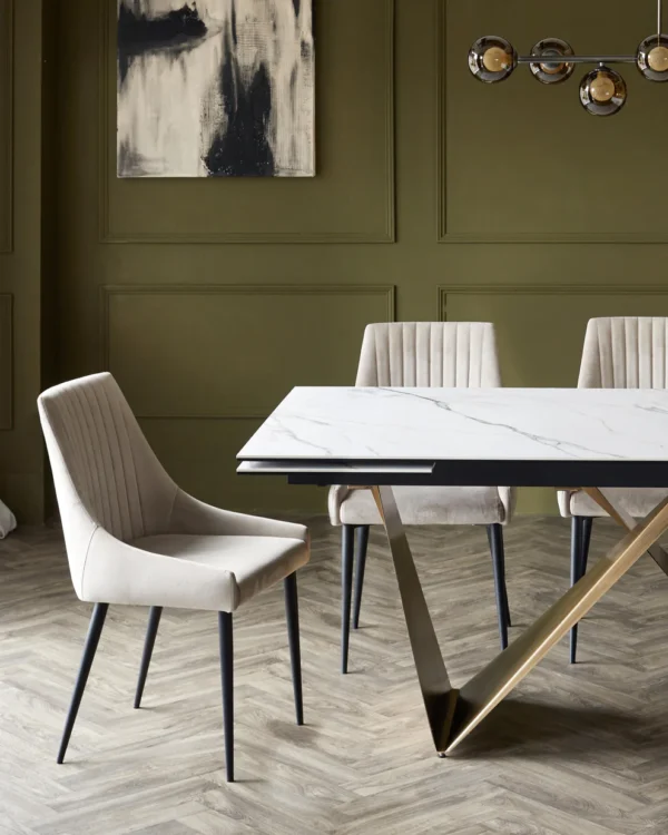 Calenzano & Blakely: Calenzano 8 to 10 seater table and 8 Blakely champagne dining chairs set - Image 3