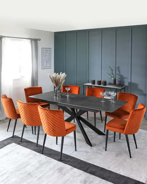 Hayden Dark Grey Ceramic Extending 6 To 8 Seater Dining Table. - Image 3