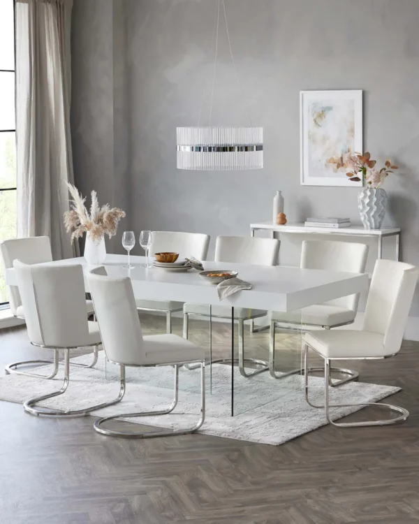 Aria White Oak And Glass 8 Seater Dining Table - Image 3