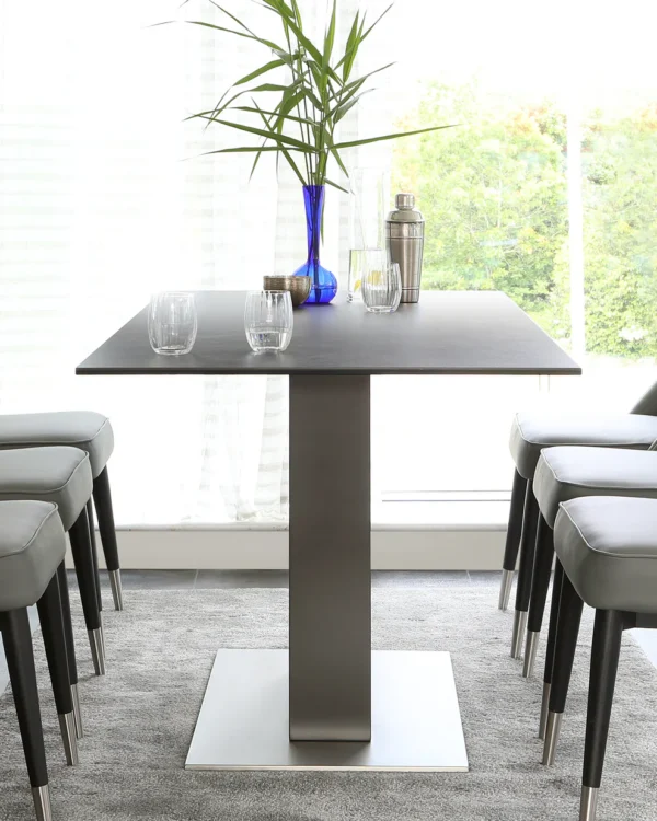 Mia Dark Grey Ceramic 6 Seater Dining Table - Image 3