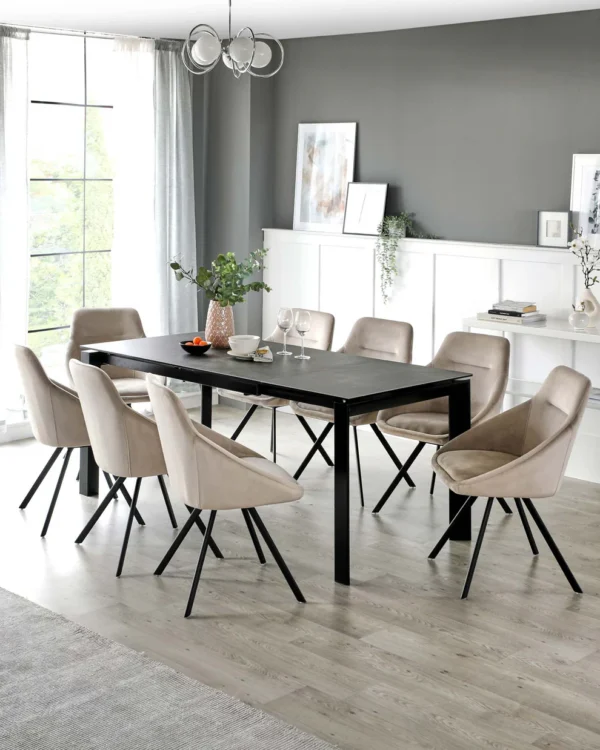 Louis Dark Grey Ceramic Extending 6 To 8 Seater Dining Table - Image 3