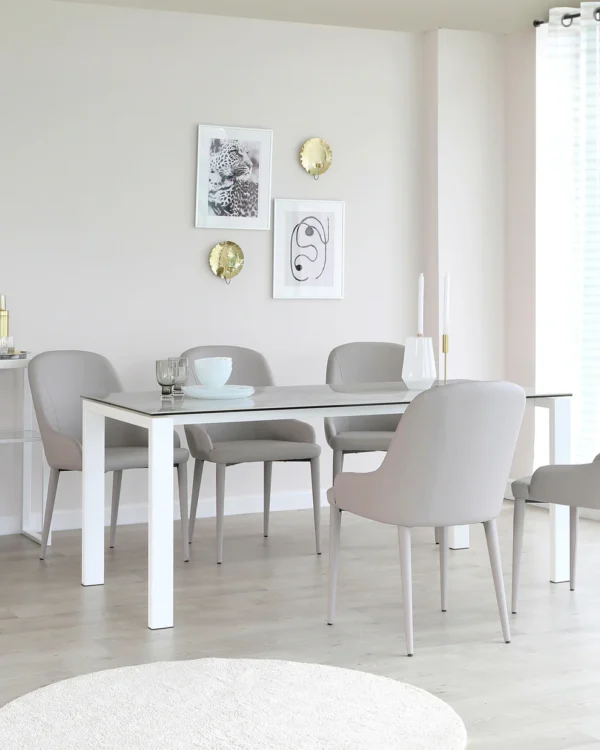 Anton White Ceramic Marble 6 Seater Dining Table - Image 3