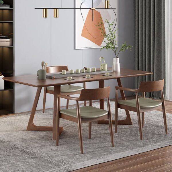 Brown Rubberwood Dining Set, Modern Dinette Set for Home - Image 4